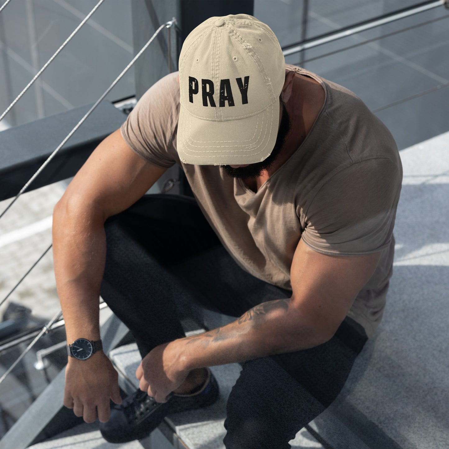 PRAY Distressed Baseball Hat