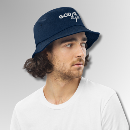 God Is Dope Denim Bucket Hat